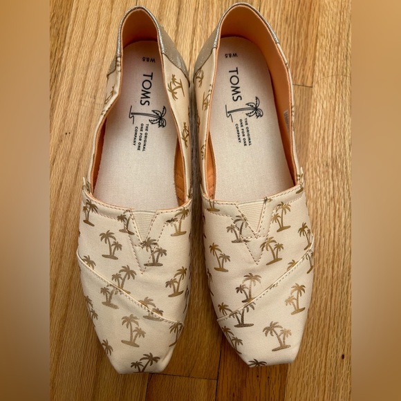 Toms Shoes - TOMS Under The Palms Limited Edition Gold Foil Palm Trees Shoes Size 8.5